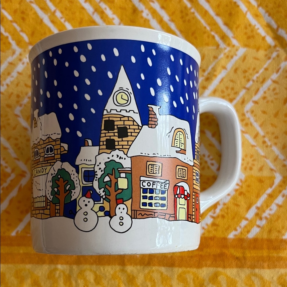 Winter Village Vintage Ceramic Mug Made in Korea